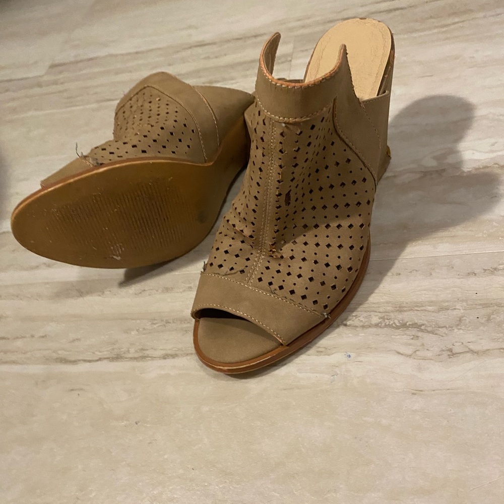 Restricted Tan Perforated Mules